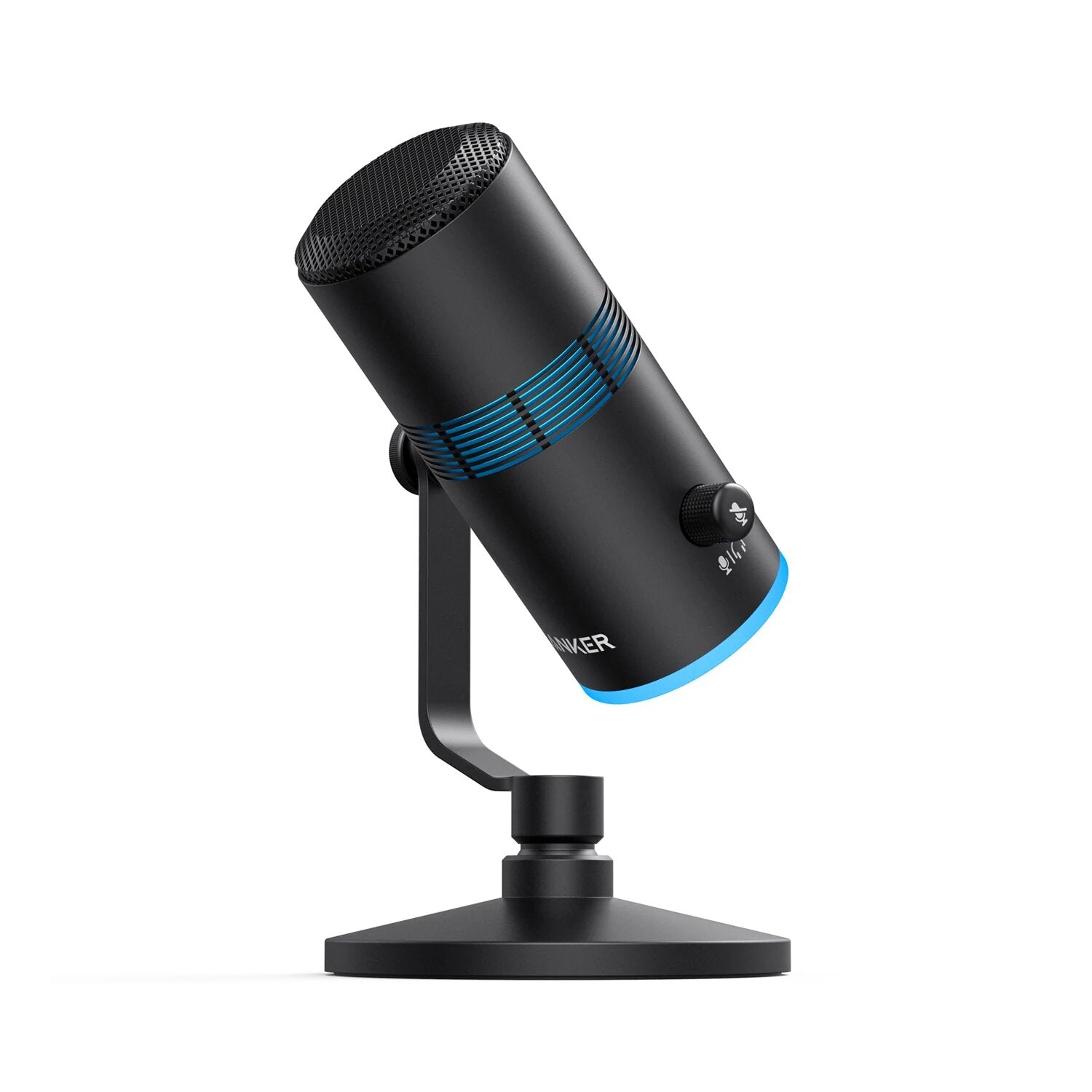 Anker PowerCast M300, Microphone USB pour PC/MAC Qualité Vocale en Streaming, Gaming, Twitch, Youtube, Sortie Casque, Contrôle du Gain et Mute, Compatible Plug-and-Play pour Appareils