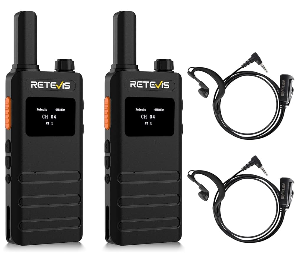 2x Talkies-walkies Professionnels Rechargeables ultra-mince PMR446 avec écran LCD