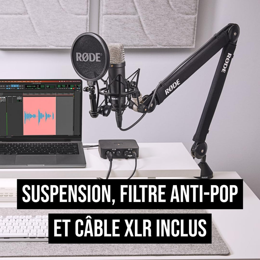 RØDE NT1 Signature Series Microphone à condensateur, Filtre Anti-Pop et câble XLR pour la Production Musicale et l'enregistrement Vocal