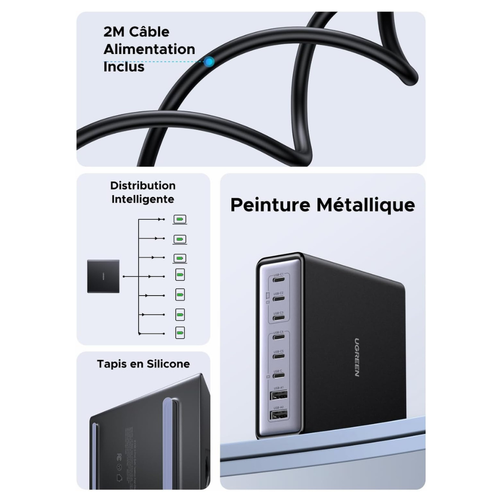 STATION DE CHARGE RAPIDES  8 PORTS UGREEN