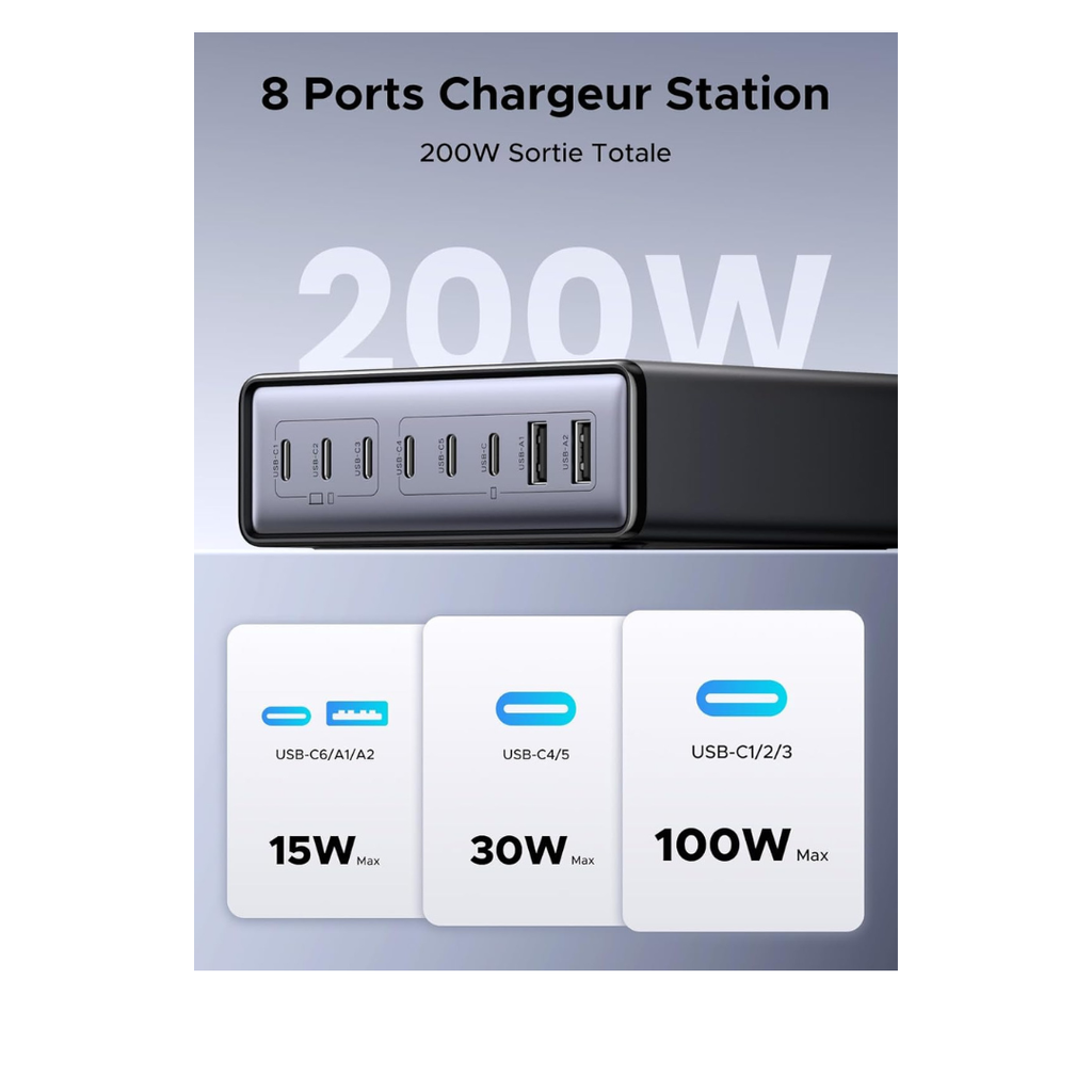 STATION DE CHARGE RAPIDES  8 PORTS UGREEN