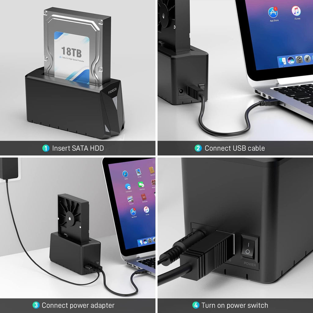 STATION D'ACCUEIL POUR HDD / SSD SATA 2.5 ET 3.5 FIDECO YPZ110B (1 BAIE)