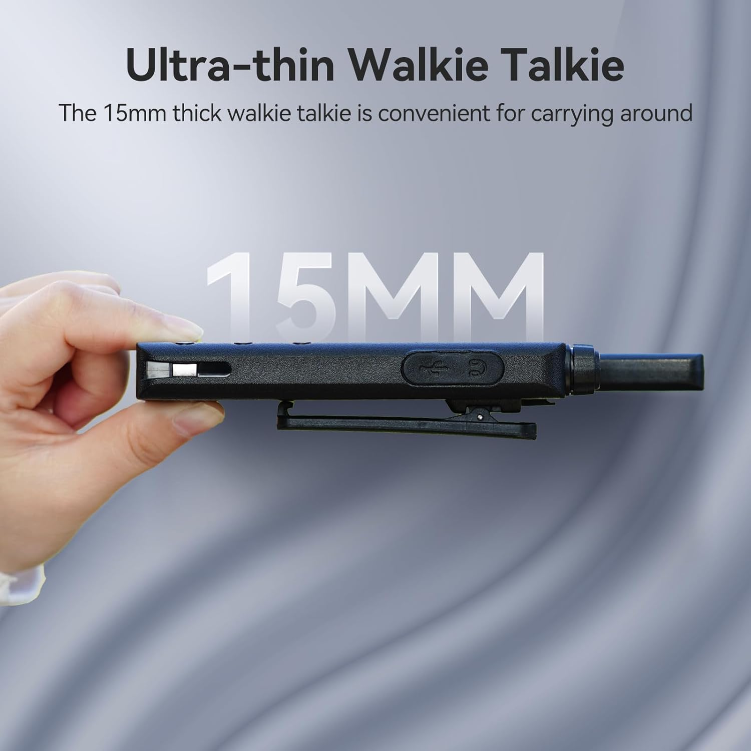 2x Talkies-walkies Professionnels Rechargeables ultra-mince PMR446 avec écran LCD