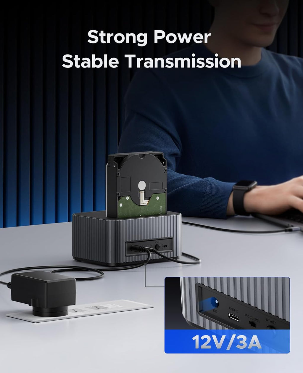 ORICO 10Gbps Station d'accueil pour Disque Dur SATA 2,5"/3,5" Pouces et M.2 NVMe SSD avec clonage Hors Ligne, avec Boîtier à Dissipateur Thermique en Aluminium (IT28E-C)