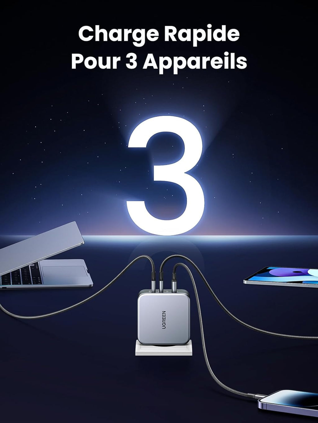 CHARGEUR RAPIDE USB-C 140W UGREEN + CABLE USB-C 1.5M