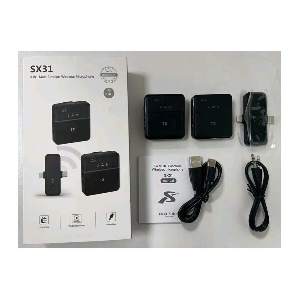 KIT MICROPHONE SANS FIL SX31 POUR SMARTPHONE/TABLETTE/CAMERA