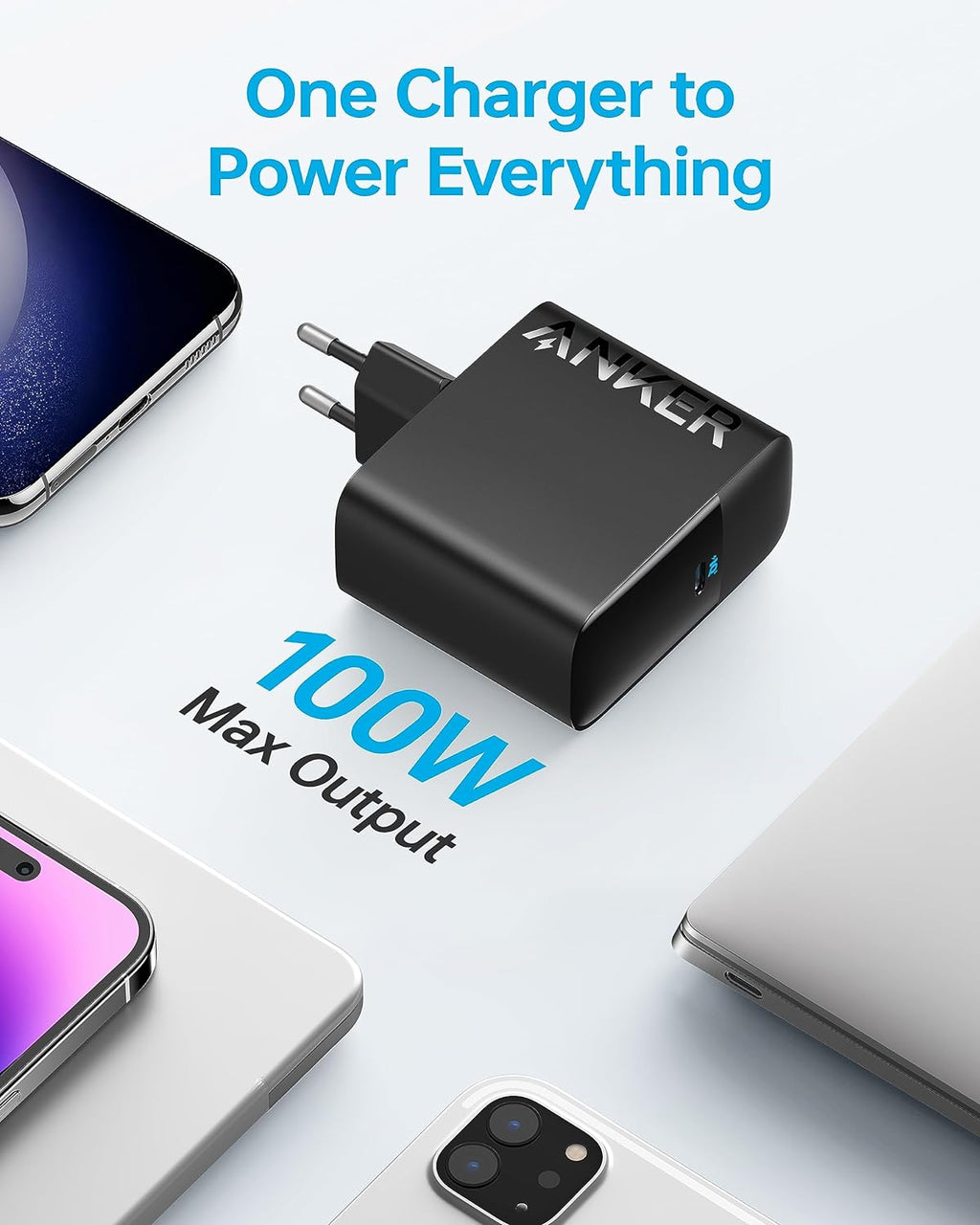 CHARGEUR RAPIDE USB-C 100W ANKER + CABLE USB-C 1.5M