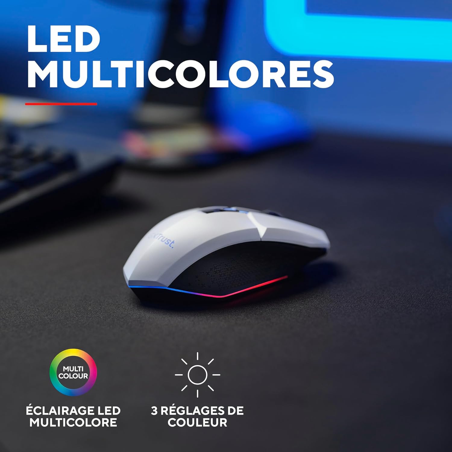 SOURIS FAMING SANS FIL RECHARGEABLE TRUST GXT 110 FELOX (BLANC)