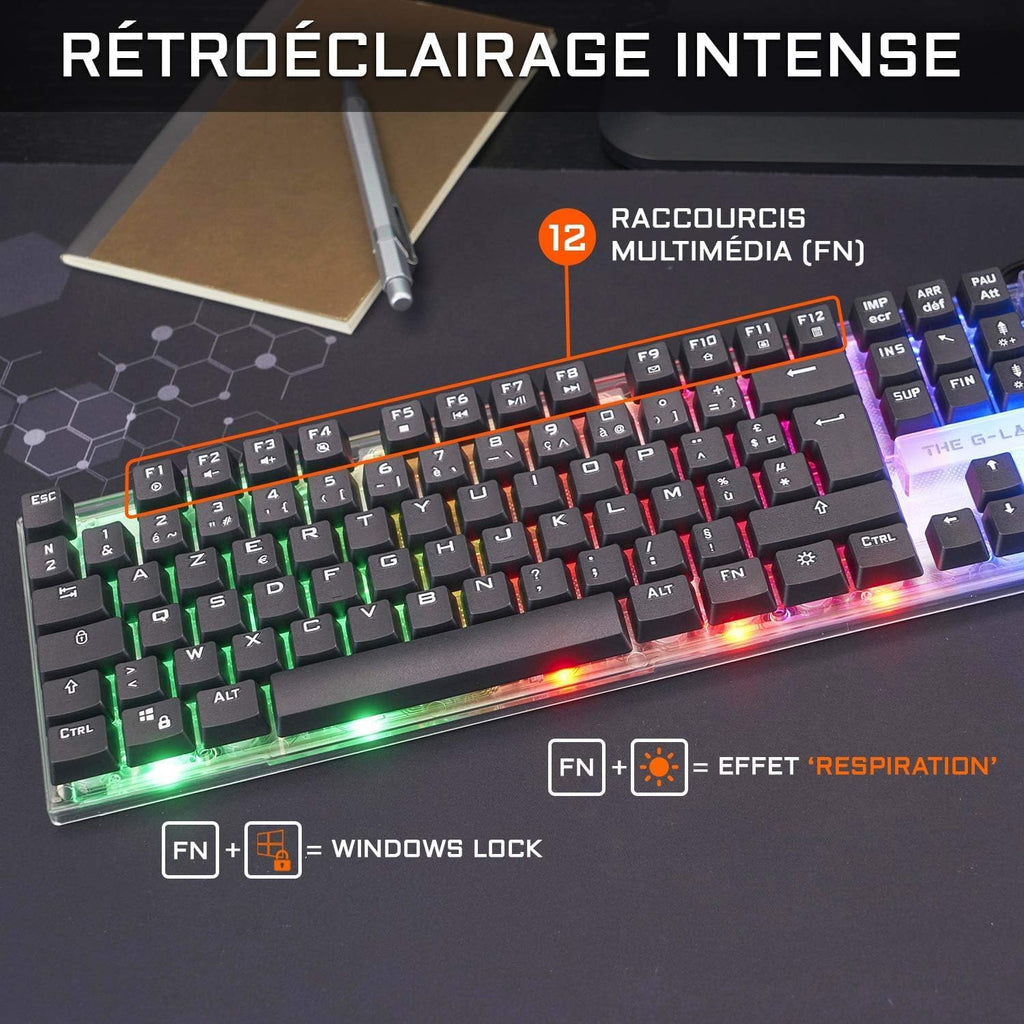 PACK CLAVIER ET SOURIS GAMING FILAIRE THE G-LAB COMBO YTTRIUM