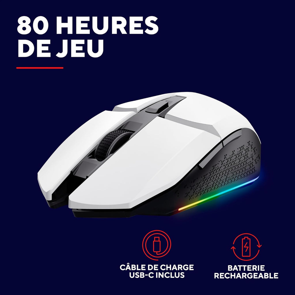 SOURIS FAMING SANS FIL RECHARGEABLE TRUST GXT 110 FELOX (BLANC)