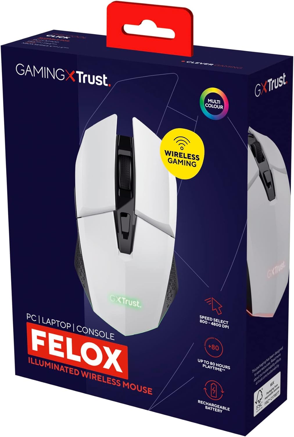 SOURIS FAMING SANS FIL RECHARGEABLE TRUST GXT 110 FELOX (BLANC)