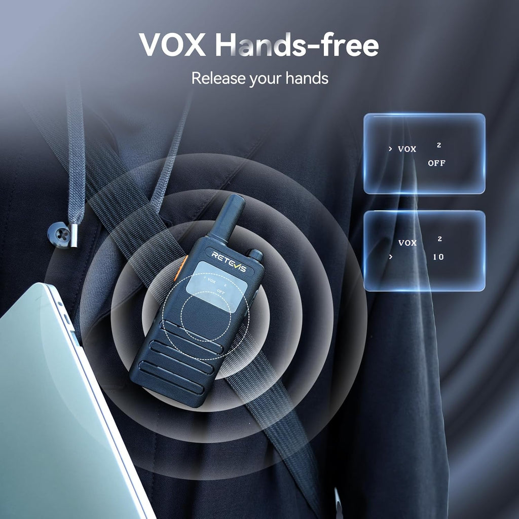 2x Talkies-walkies Professionnels Rechargeables ultra-mince PMR446 avec écran LCD