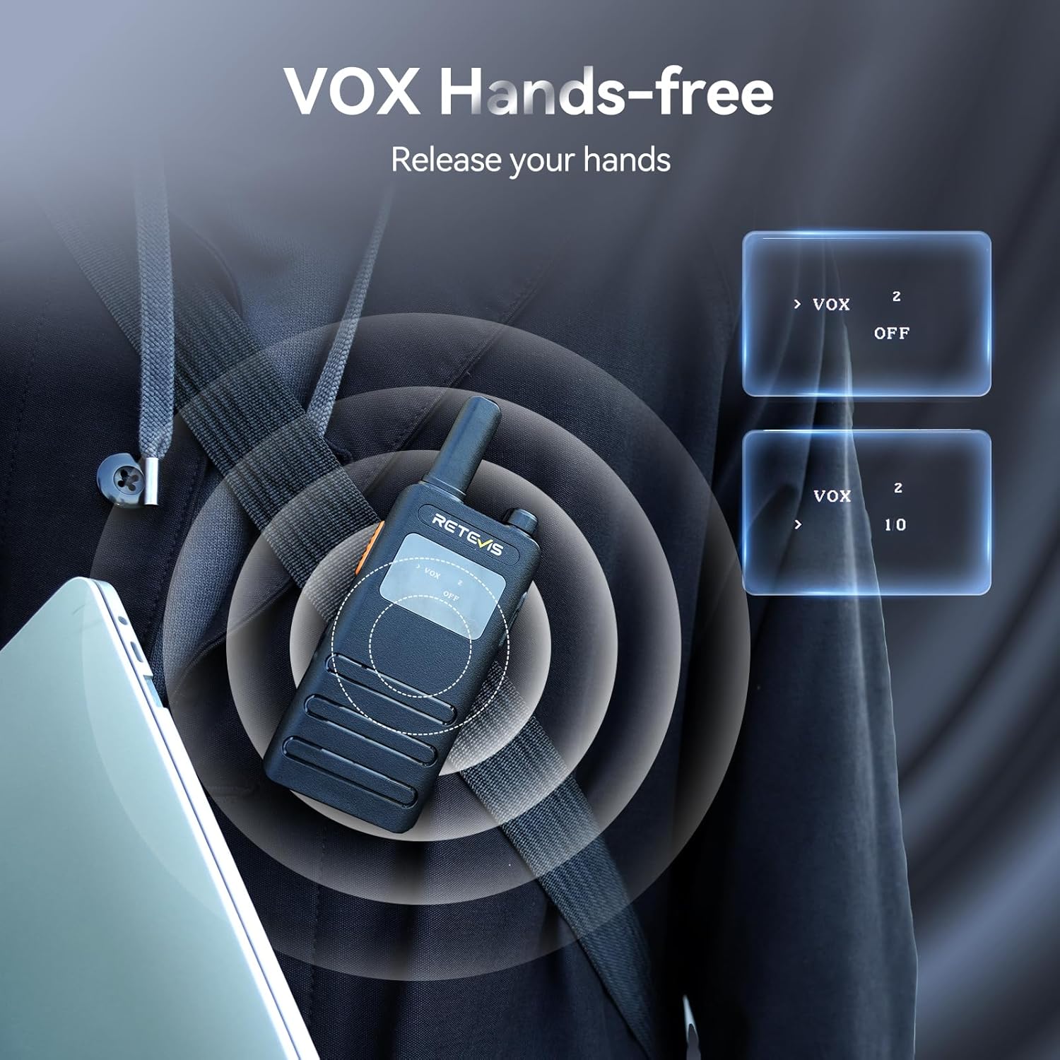 2x Talkies-walkies Professionnels Rechargeables ultra-mince PMR446 avec écran LCD