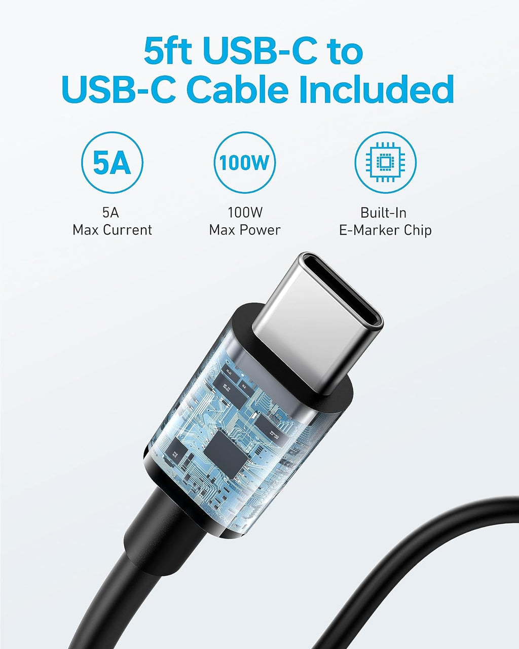 CHARGEUR RAPIDE USB-C 100W ANKER + CABLE USB-C 1.5M