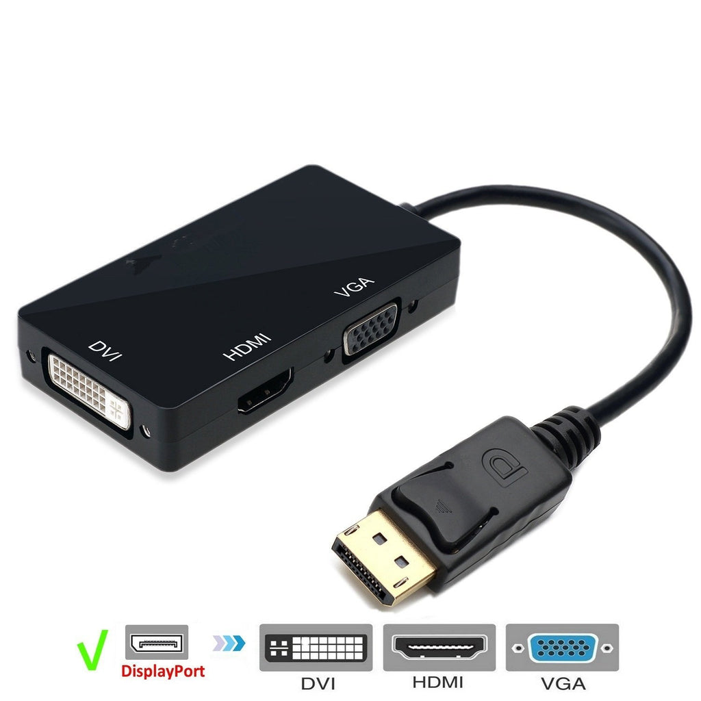 ADAPTATEUR DISPLAYPORT MALE 3 EN 1  VGA HDMI DVI FEMELLE 1080@30