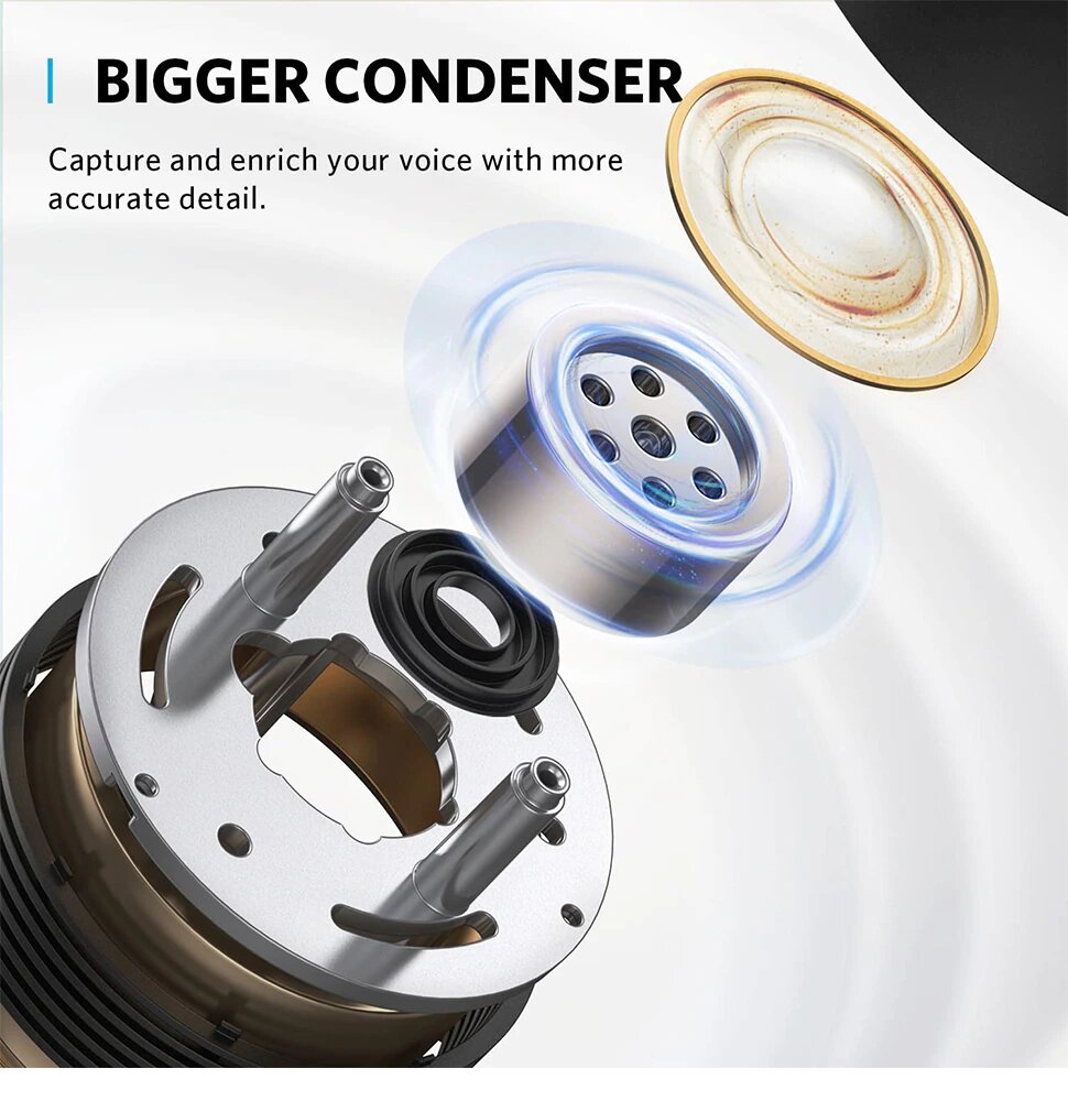 Anker PowerCast M300, Microphone USB pour PC/MAC Qualité Vocale en Streaming, Gaming, Twitch, Youtube, Sortie Casque, Contrôle du Gain et Mute, Compatible Plug-and-Play pour Appareils