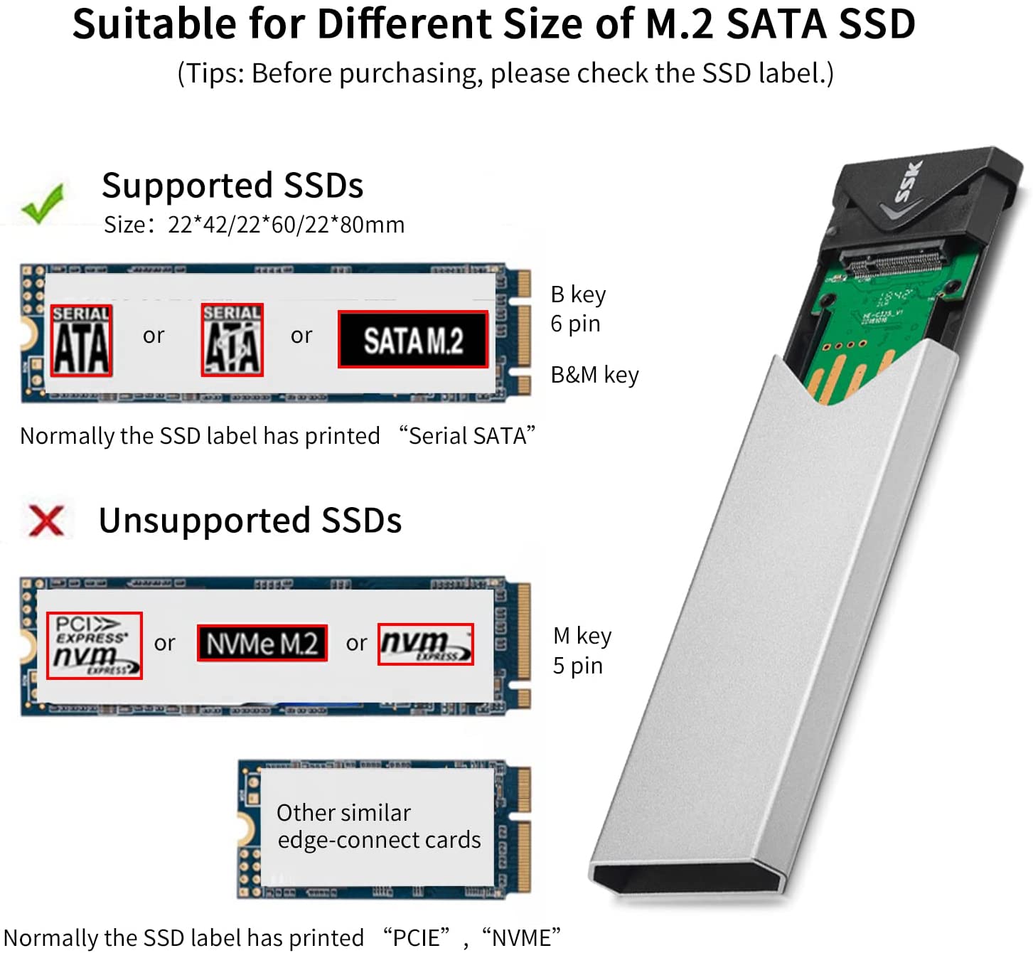 BOITIER POUR SSD M2 SATA SSK