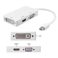 ADAPTATEUR MINIDISPLAYPORT MALE 3 EN 1  VGA HDMI DVI FEMELLE 1080@30